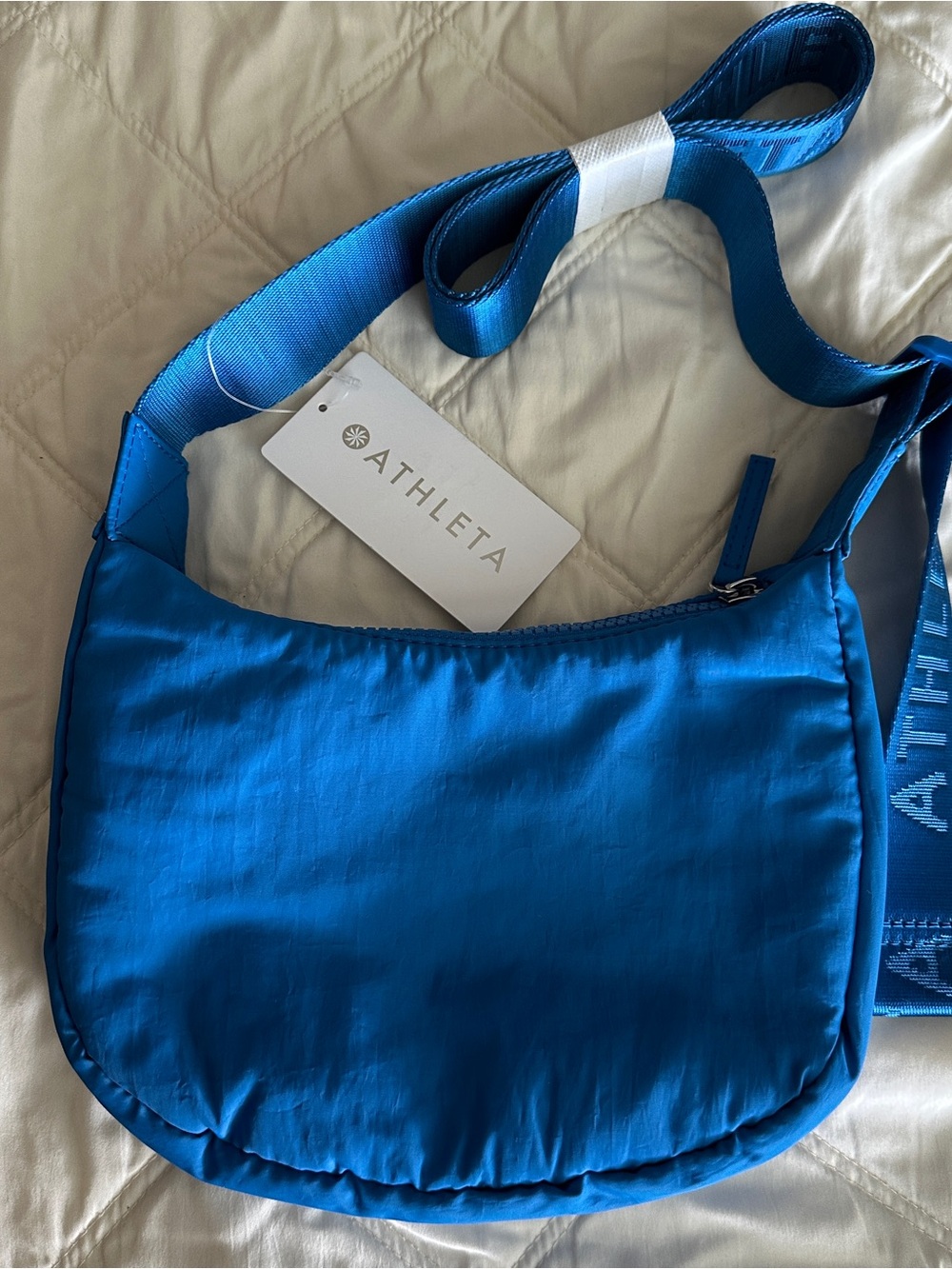 Athleta Bright Blue Crossbody Bag with Branded Strap